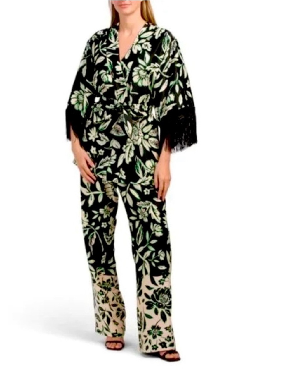 Elaine Rose Floral Kimono & Pant Set NWT